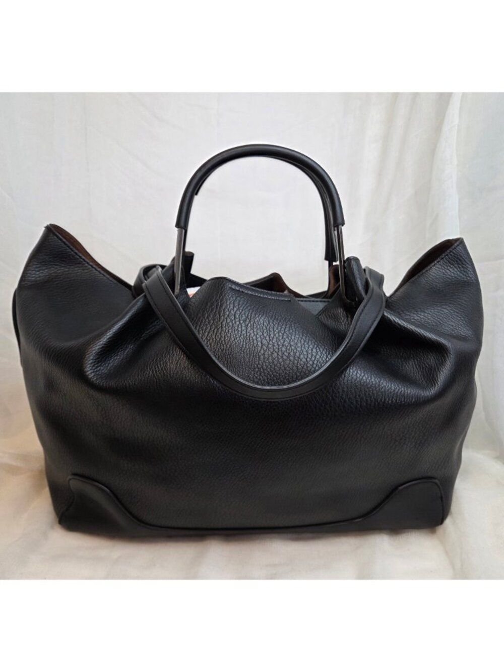 SR Squared by Sondra Roberts Black Vegan Leather Tote Shoulder Bag Purse